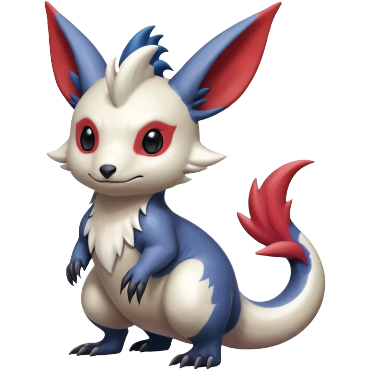 Scaly cute colorful exotic realistic painted smooth glossy Zangoose-Salandit-Minccino-Absol-fusion emoji