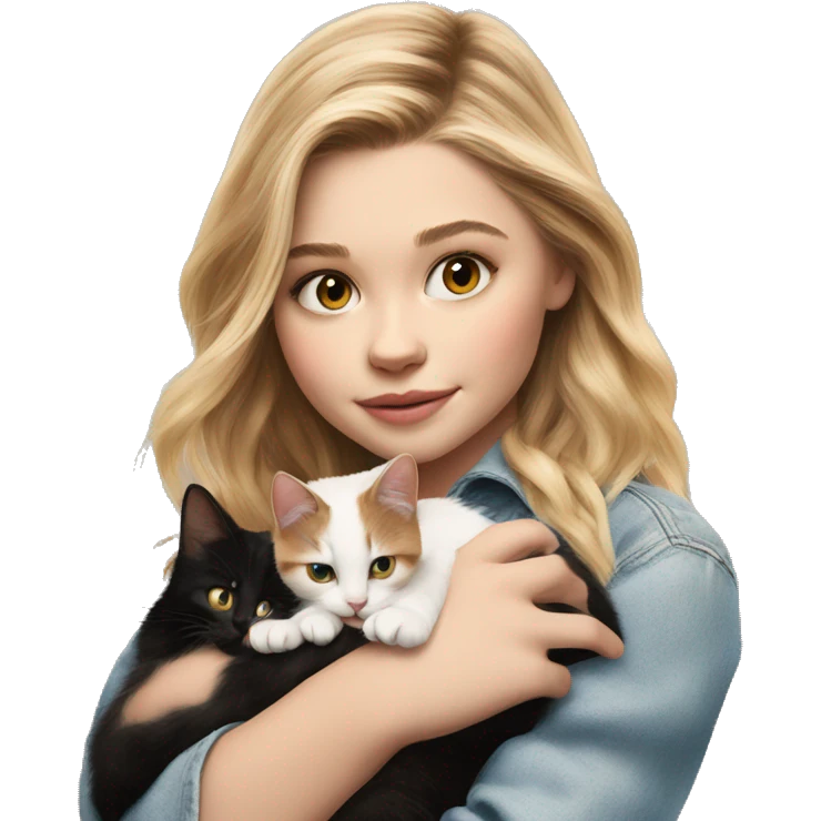 Chloe grace moretz holding calico cat  emoji