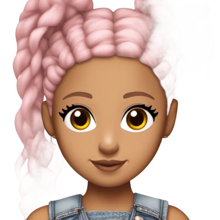 Ariana grande wearing a Shakira lace up croc top and short jeans and pink highlights  emoji