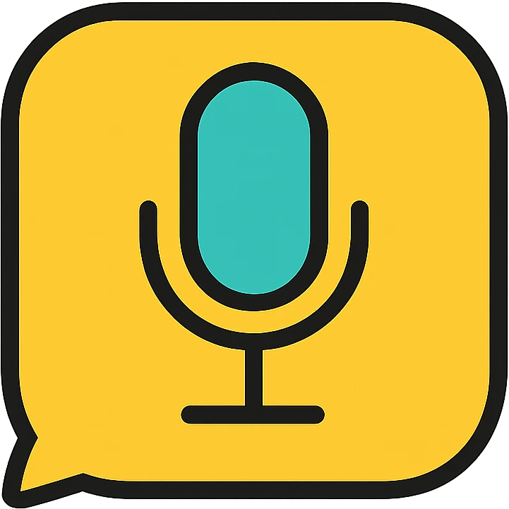 voice chat widget icon, microphone inside a rounded square, sleek, digital interface style emoji