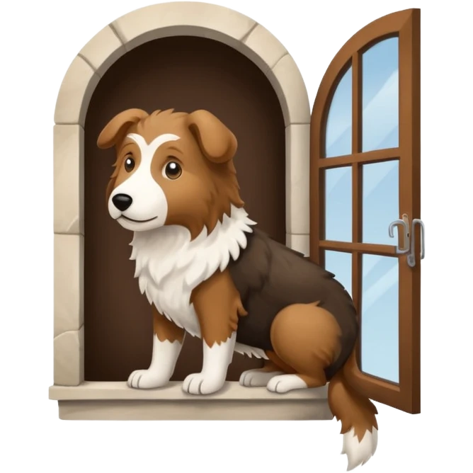 sheepdog climbing down a two story window  emoji