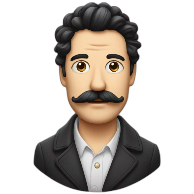 homme avec la moustache de charli chaplin est la frange que d'un coté emoji