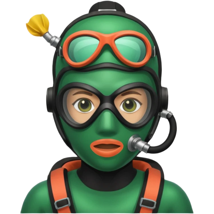 Diver + green mask,Coral Diver. emoji