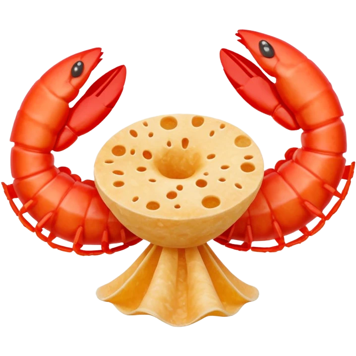 emoji of prawn cracker in surreal style with impossible geometry, floating elements emoji