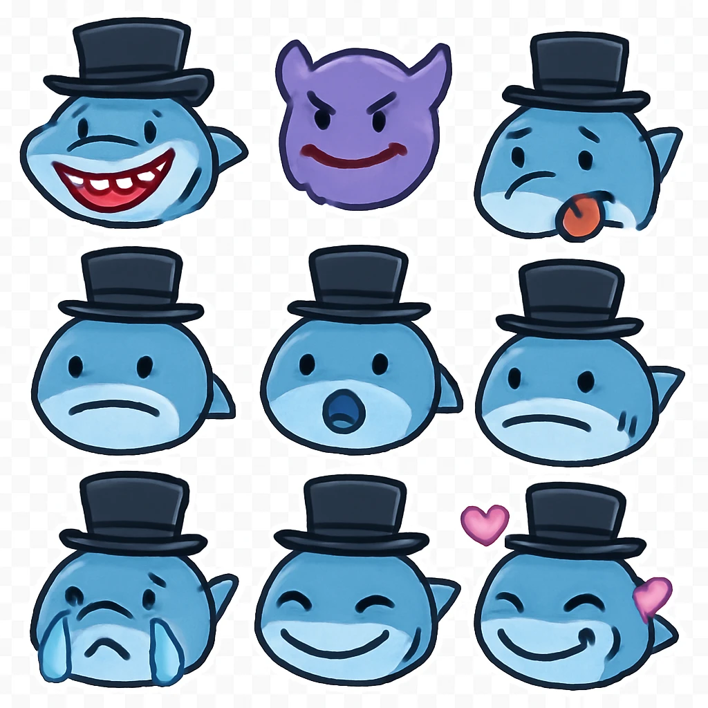 shark with tophat emoji