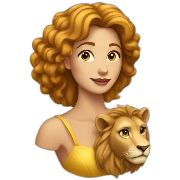 Belle femme sur un lion emoji