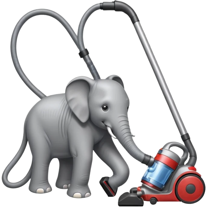 elephant pushing vacuum cleaner emoji