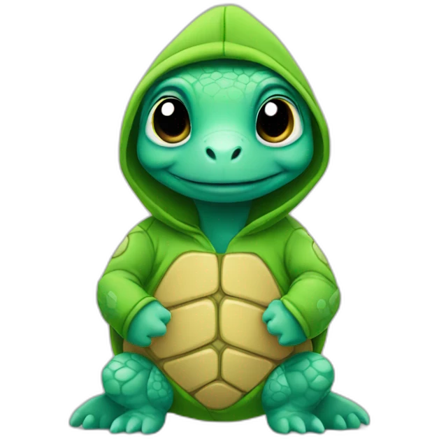Little cartoon turtle wearing a hoodie emoji