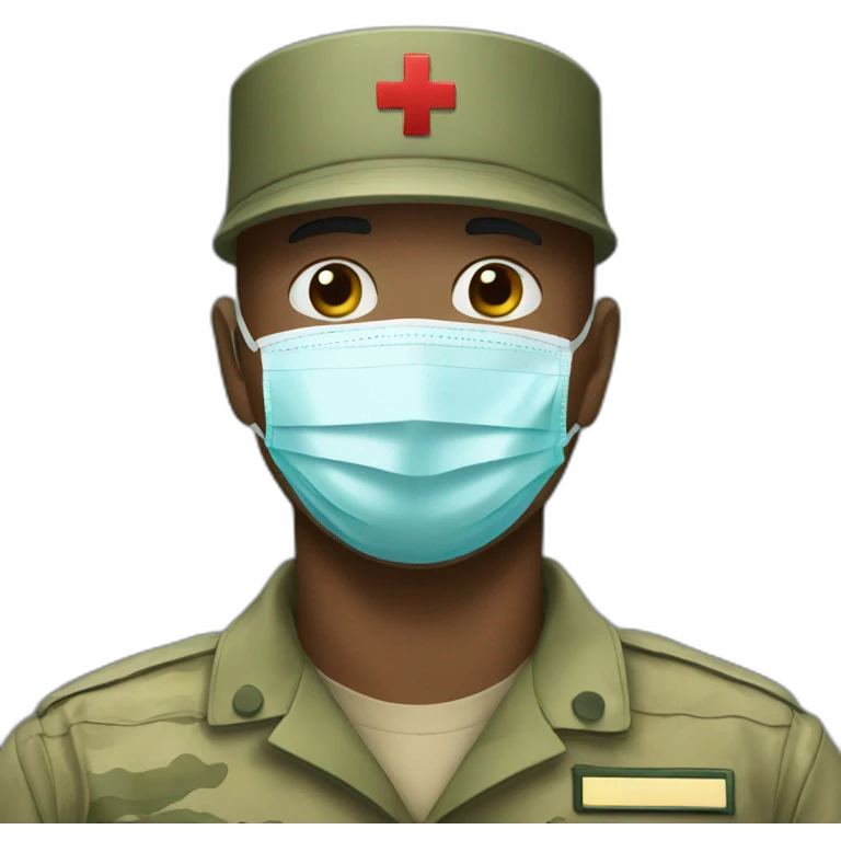 a military man in a Medical masks emoji