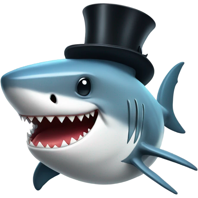Shark with a top hat emoji