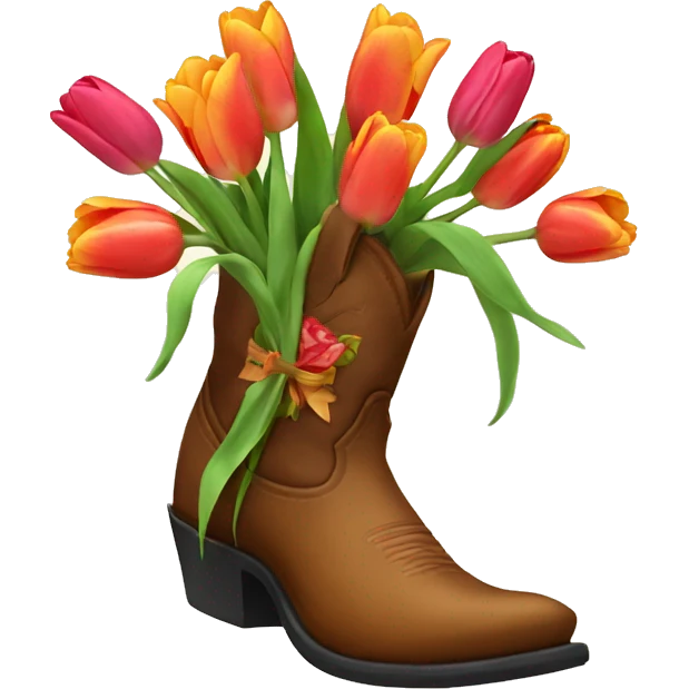 Cowboy boot with tulips emoji