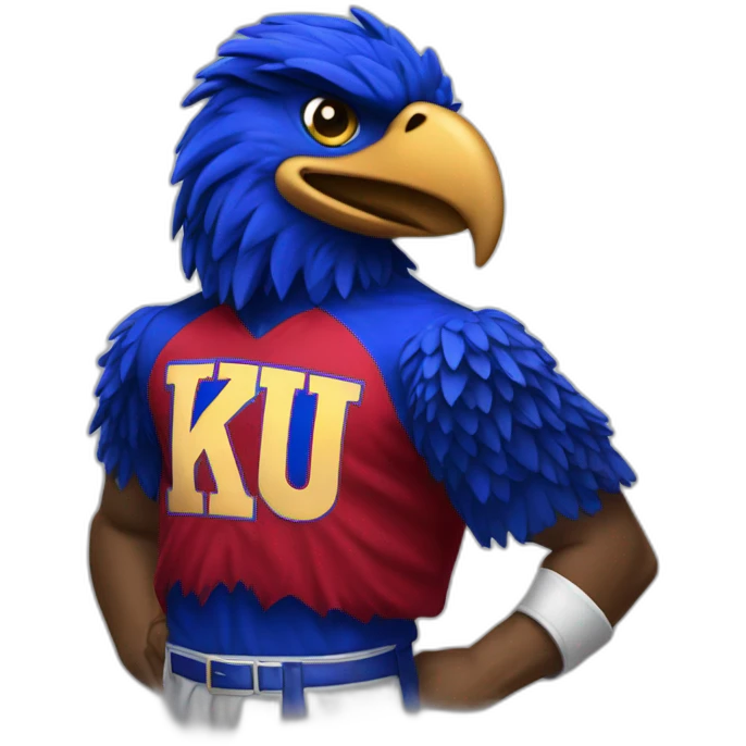 jayhawk mascot "KU" written on chest emoji