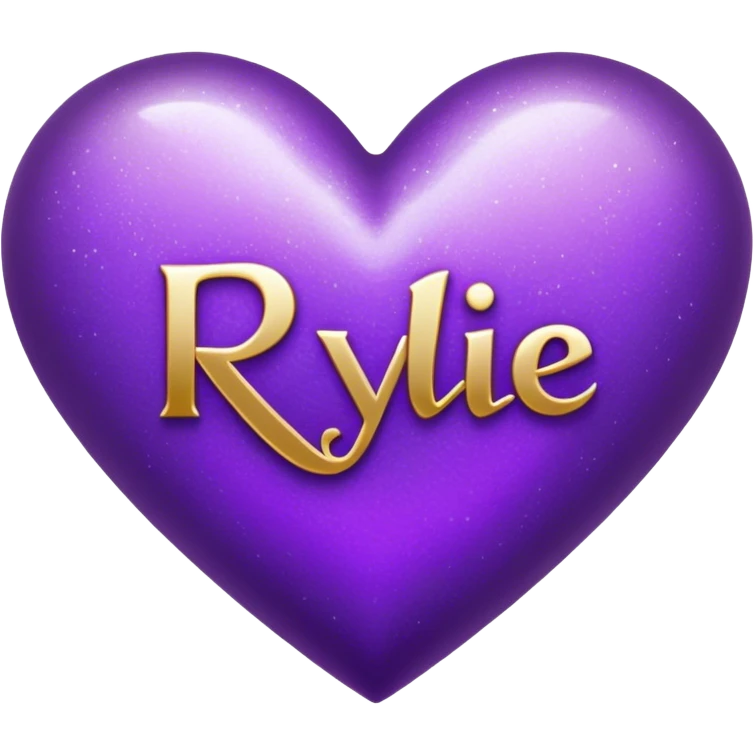 Purple heart with the letters Rylie in the middle  emoji