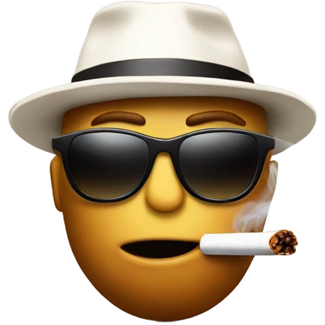 Nut emoji smoking cigarette with sunglasses on emoji