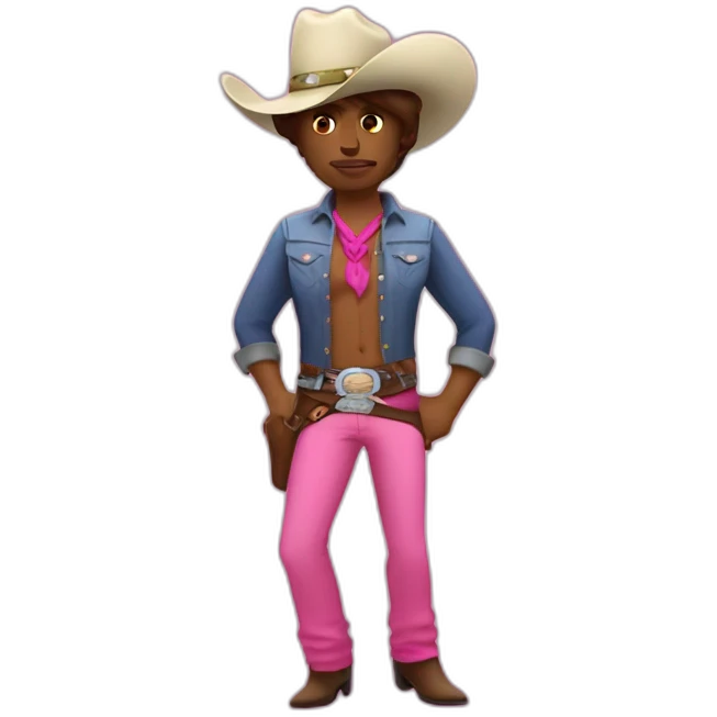 gay cowboy with fluffy pink cowboy hat and line dancing emoji