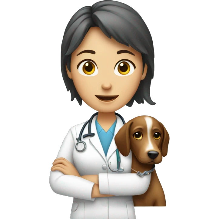Female veterinarian with dog emoji