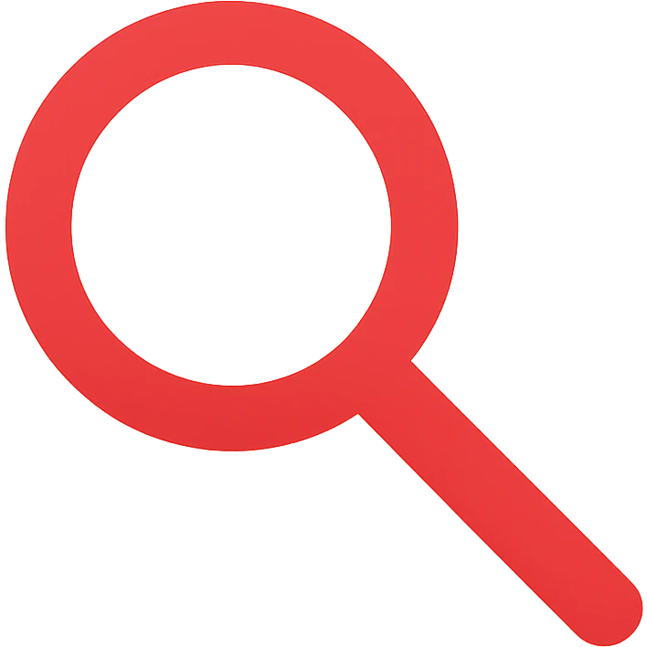 red magnifying glass, flat color, minimalistic emoji