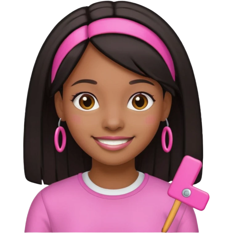 a black girl with straight hair and pink clips in the front emoji