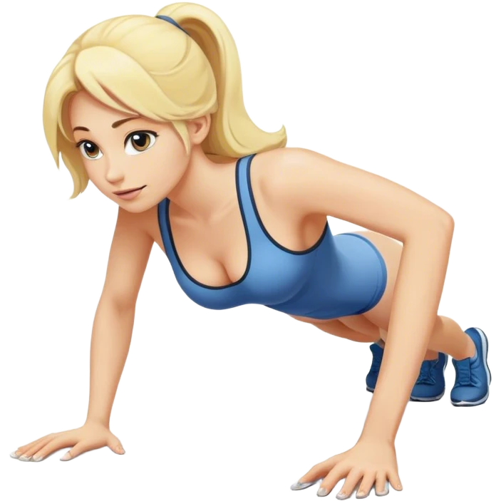 Blonde woman doing pushup emoji