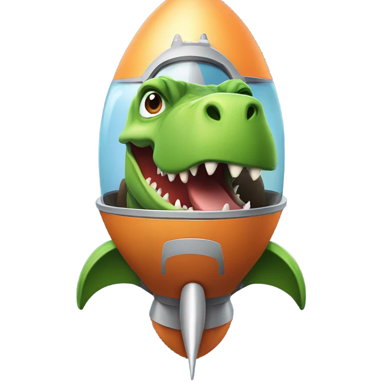Dinosaur in a rocket ship emoji