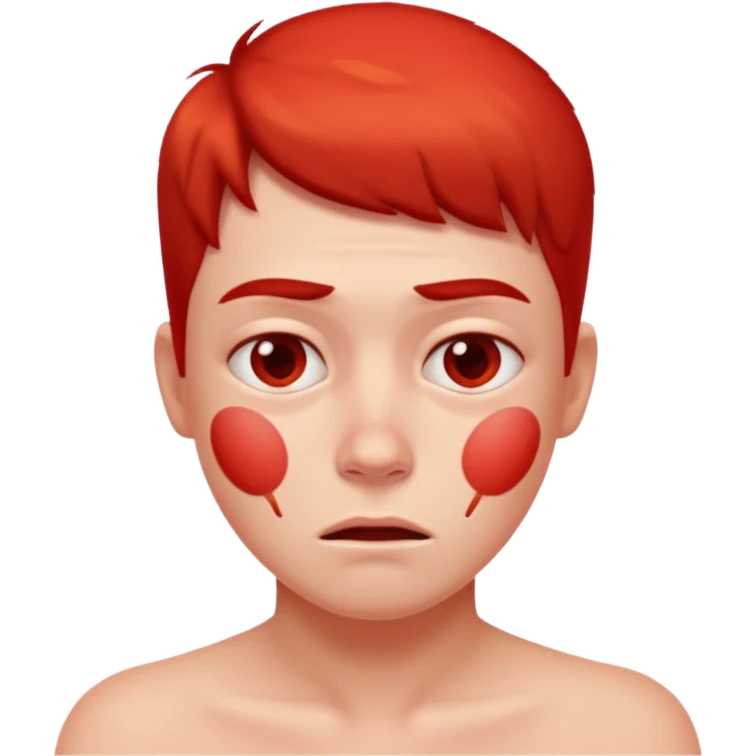 une personne allergique avec des boutons et tout rouge emoji