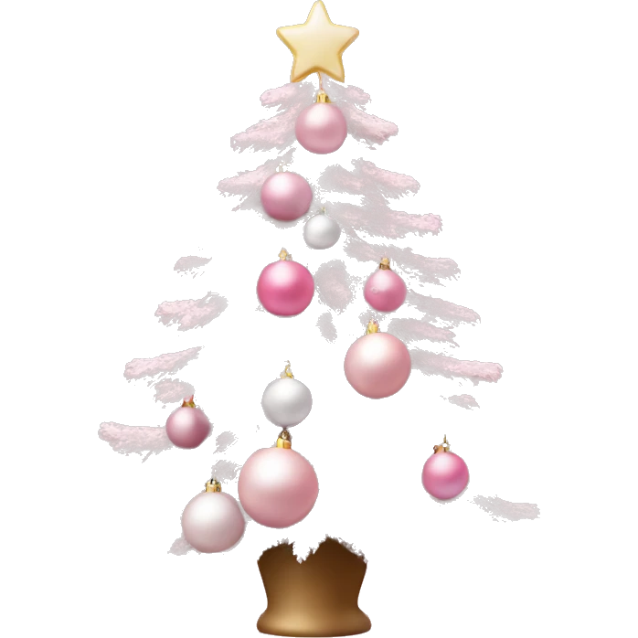 Pastel pink Christmas tree with pink and white ornaments  emoji