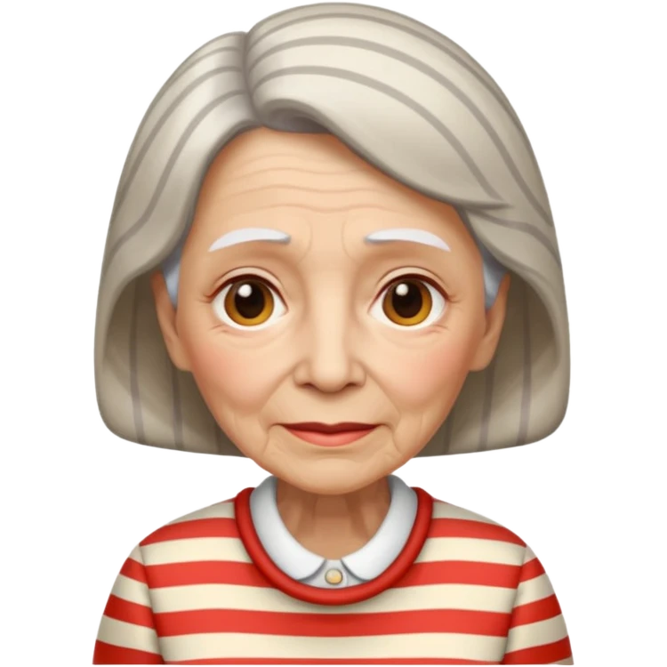 elderly woman with striped clothes emoji