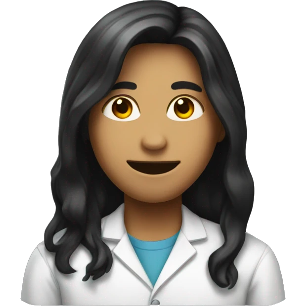 chemistry student with black long hair emoji