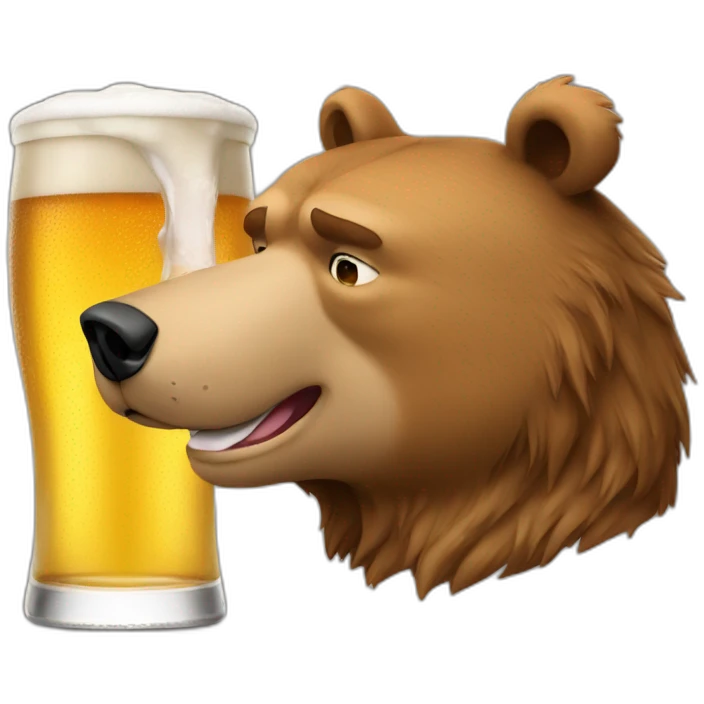 Brad Pitt drinking a beer with a bear  emoji