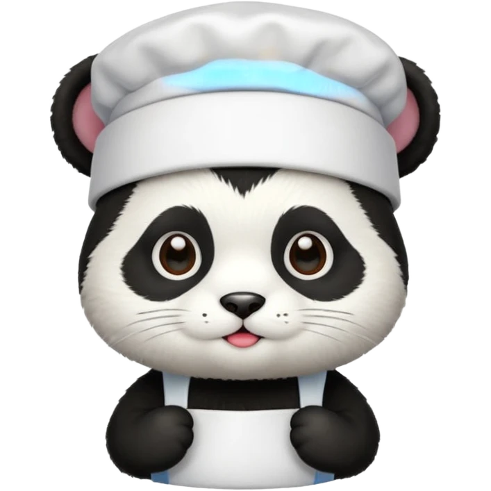 cute panda cat head with white cook hat emoji