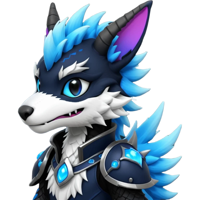 Cool gothic cute badass Vernid-Protogen-Dutch-Angel-Dragon-Sergal-Trico-Fursuit-furry-fursona emoji