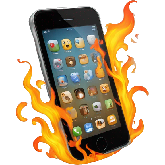 phone covered with flames emoji