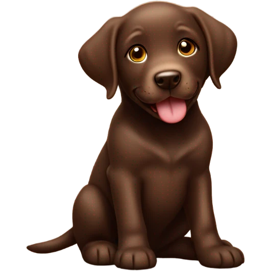 Chocolate lab puppy celebrating success with bone emoji