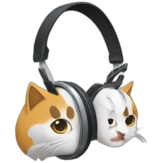 Casque de musique avec des oreilles de chat dessus emoji