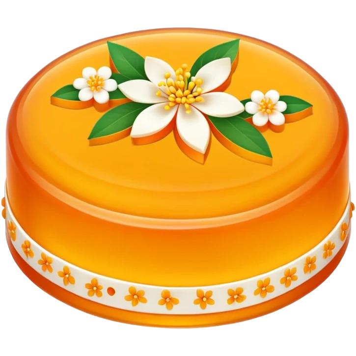 Osmanthus jelly cake with floral pattern, simplified emoji style with bold outlines and bright colors, cartoon style Gui Hua Gao traditional sweet emoji