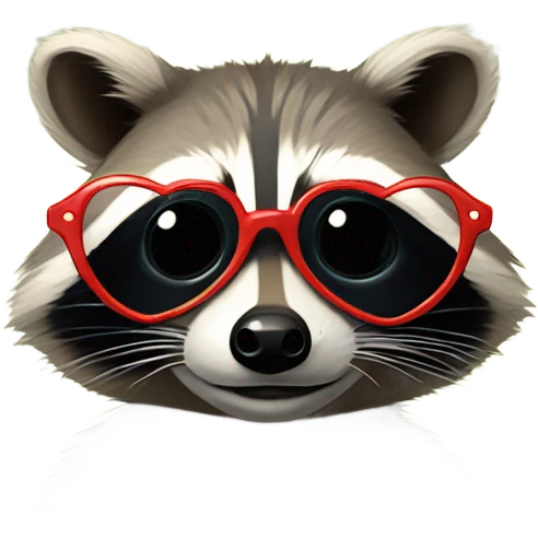 raccoon with heart shaped sun glasses emoji