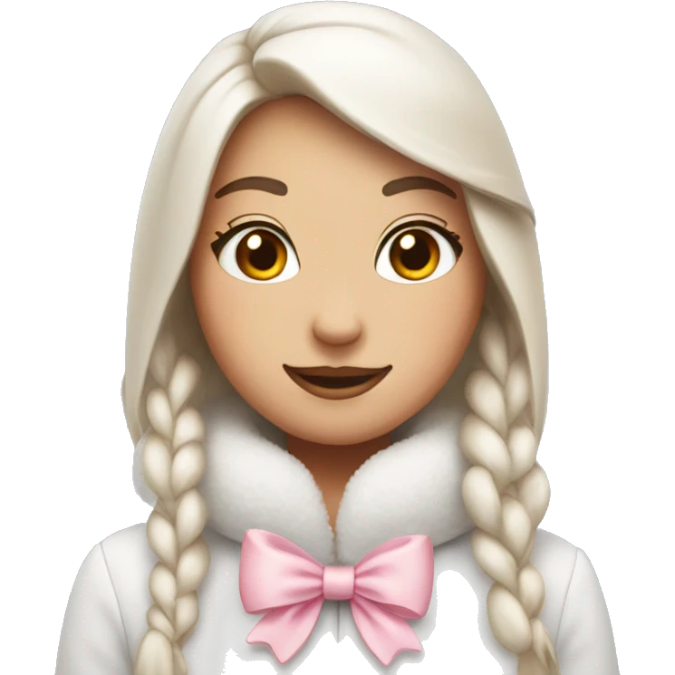Snow bunny with light pink bow around neck  emoji