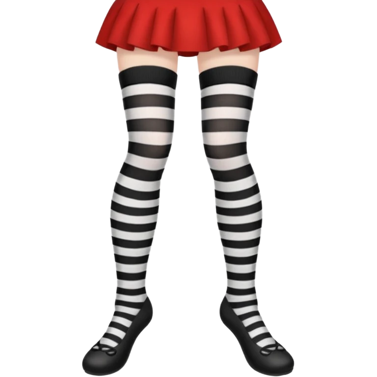 black and white striped stockings with two holes on each leg of white skin, no shoes emoji