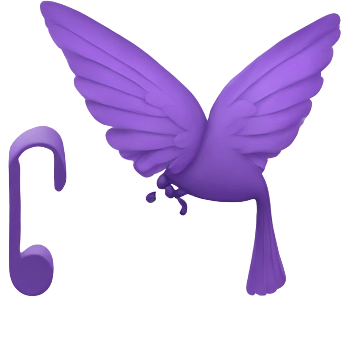 Purple letter S with small wings emoji
