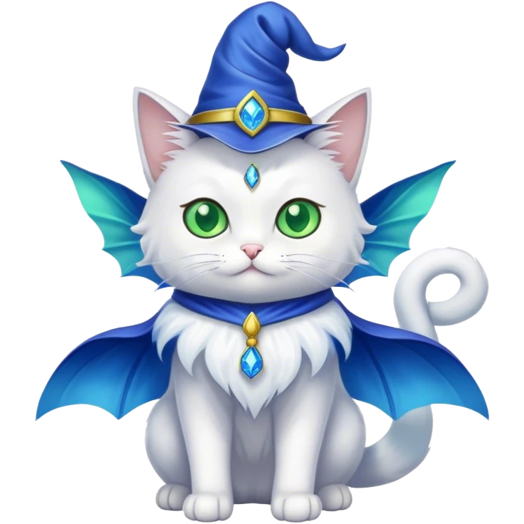 Wizard cat with blue wings  emoji