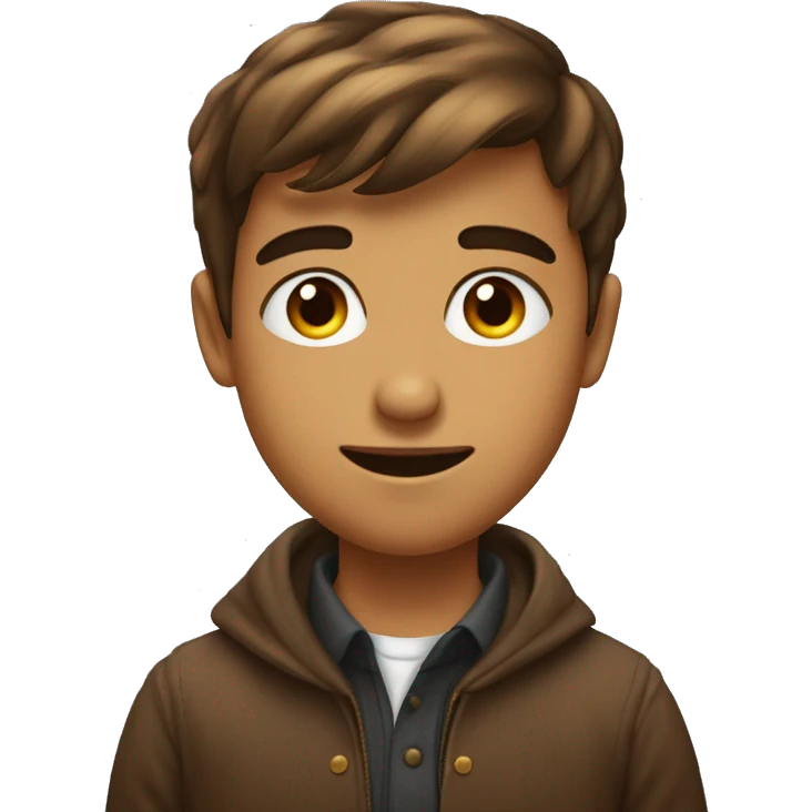 Garçon brun yeux brun grains de beauté emoji