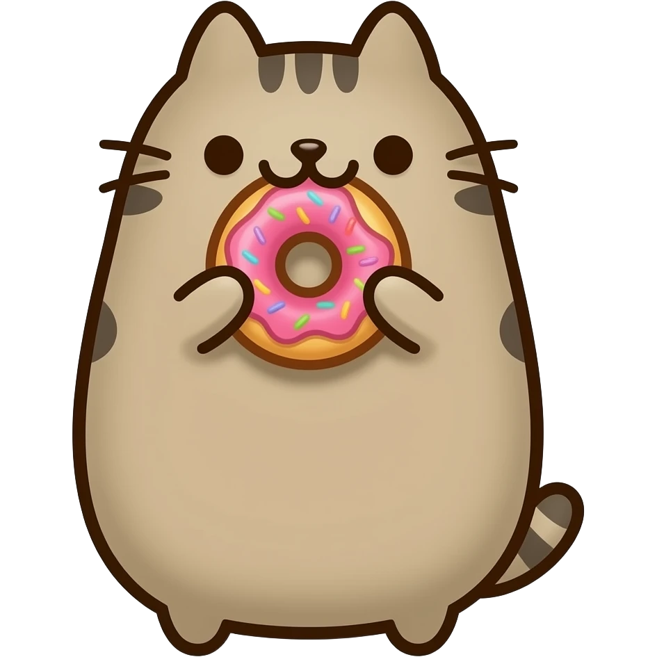 Pusheen eating donut emoji