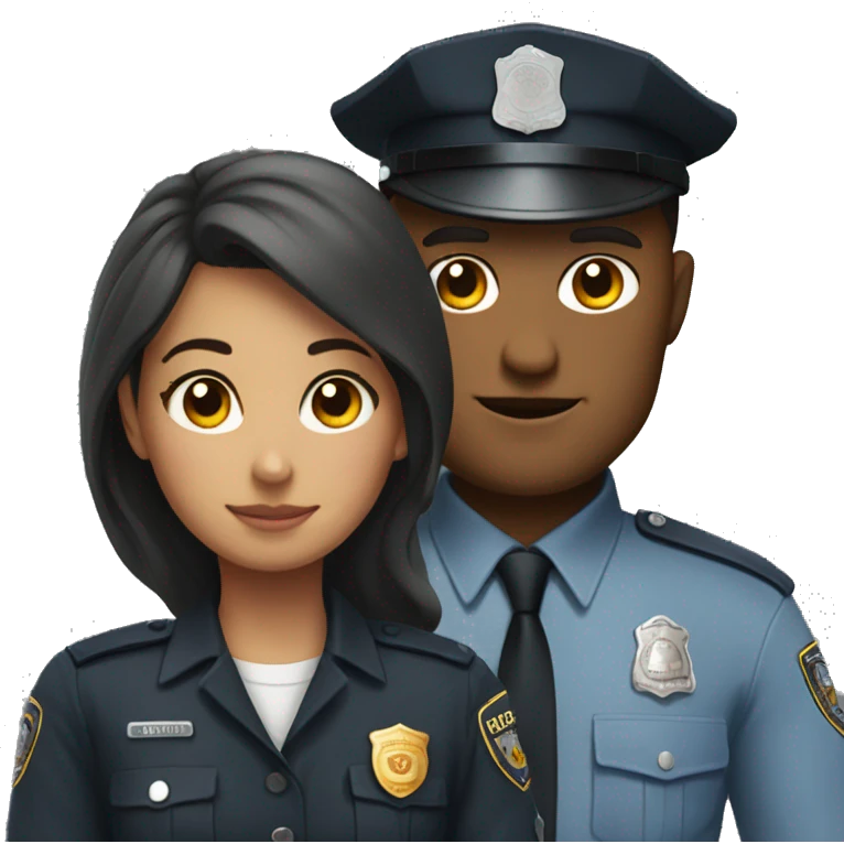 Civil Girl and police man with dark grey uniform emoji