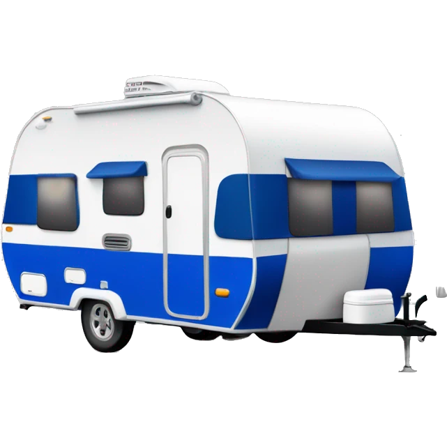 Realistic cobalt blue camping travel trailer isolated.  emoji