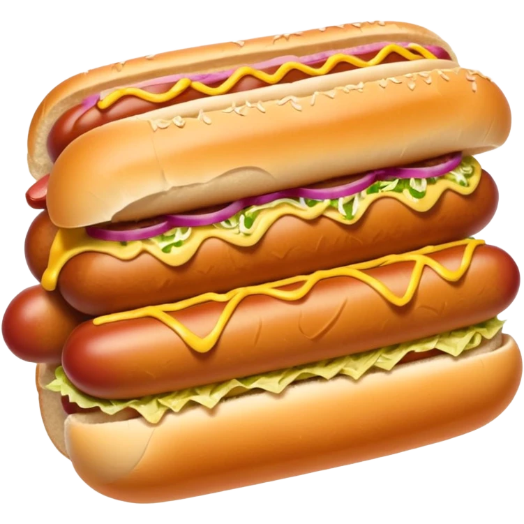 Hot dog with sauerkraut and spicy mustard in a hot dog bun emoji