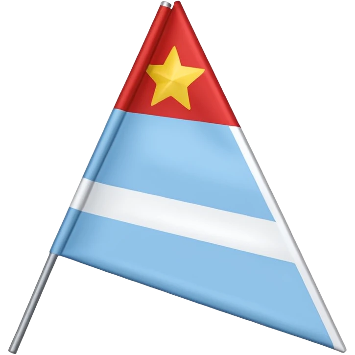 A horizontal flag with a light blue top (2/3 height), a white stripe (1/6), and a red stripe (1/6). Optional: three yellow stars in a downward triangle in the top-left corner. emoji