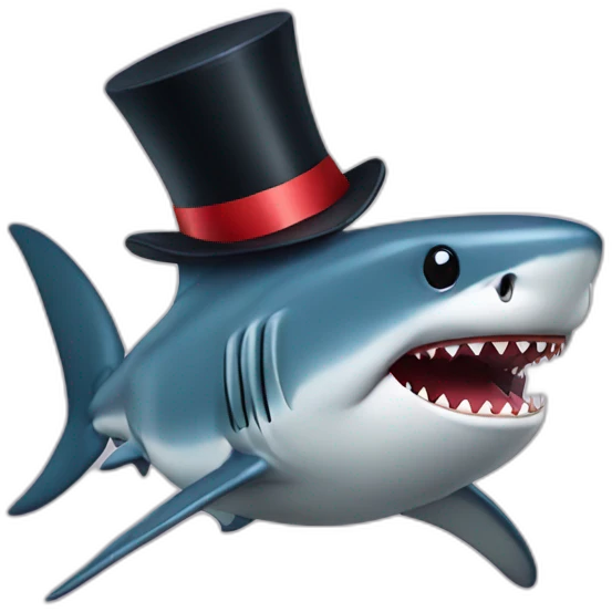 Shark with a top hat emoji