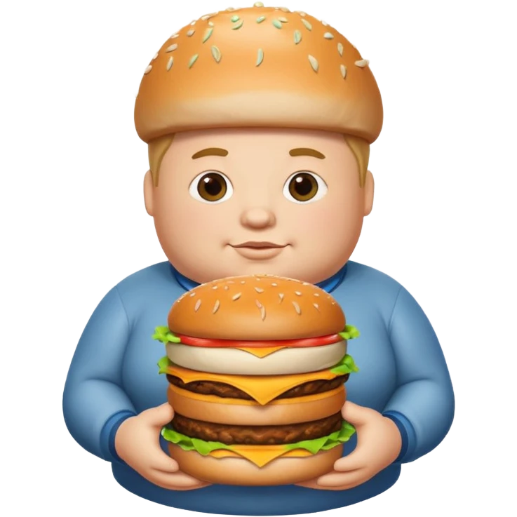 Fat Boy with burger tower emoji