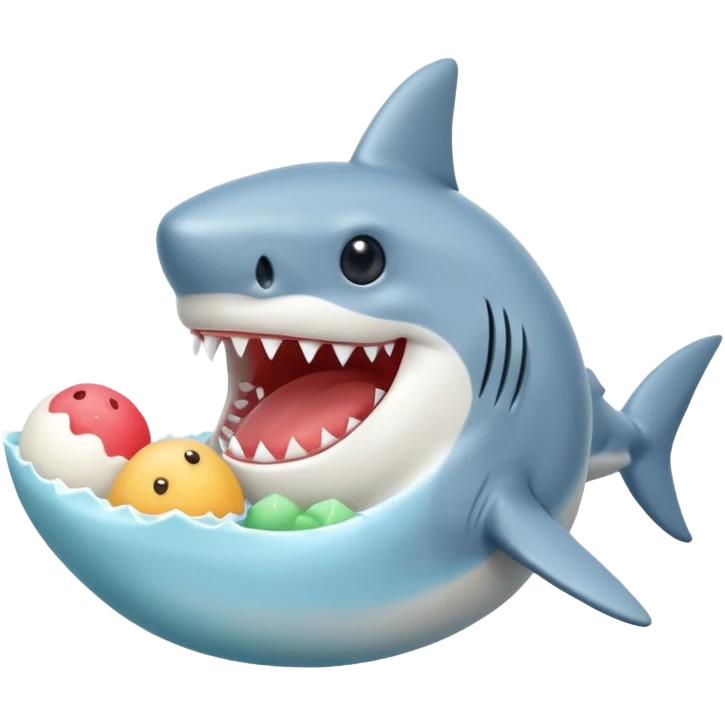 Shark eating mochi emoji