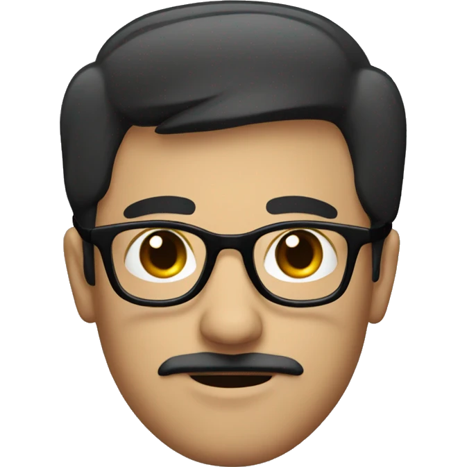 dark hair dark eye man with short mustache wearing glasses emoji
